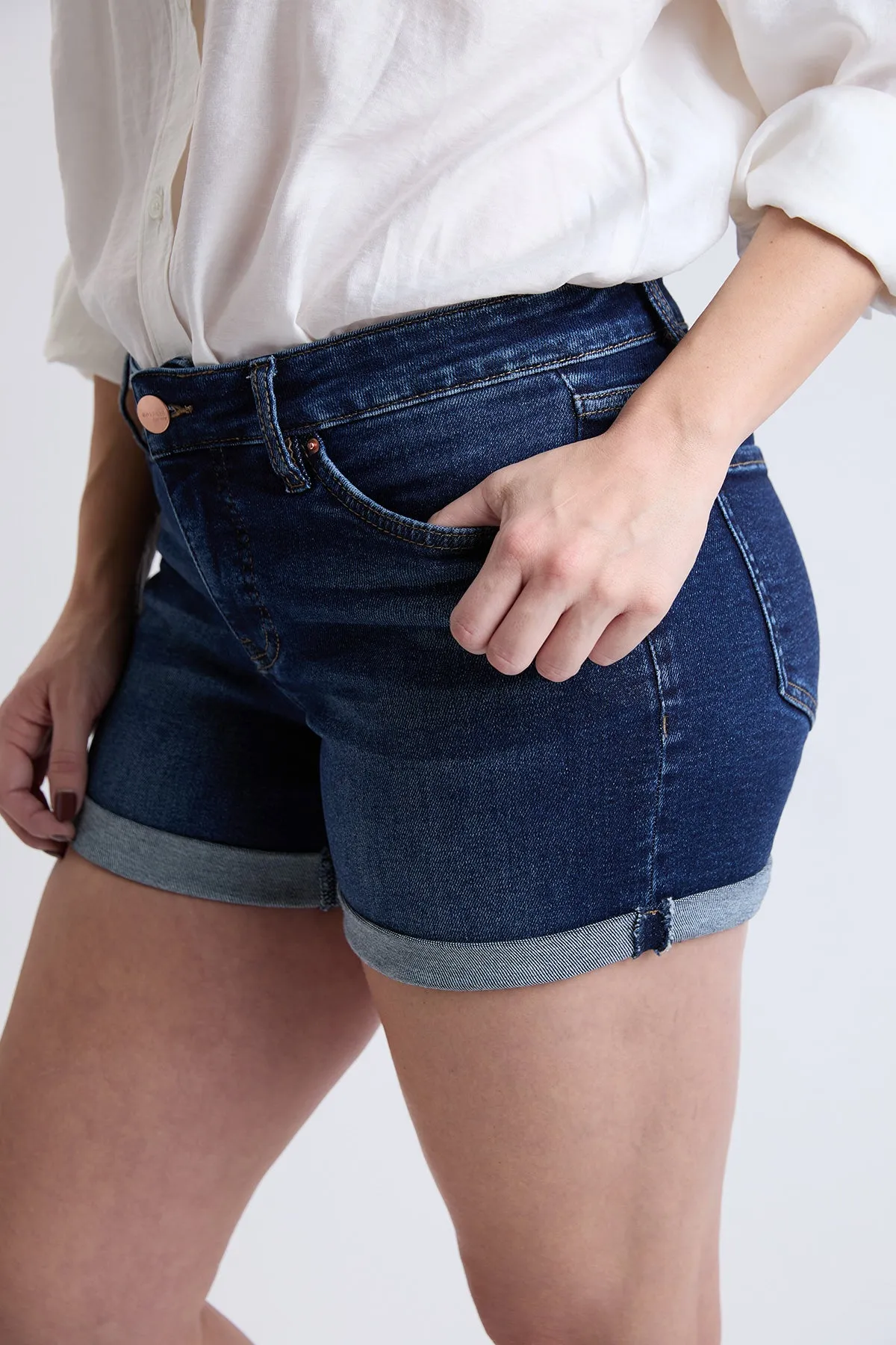 High Rise Premium Stretch Fold-Over Cuff Shorts, Pack of 8