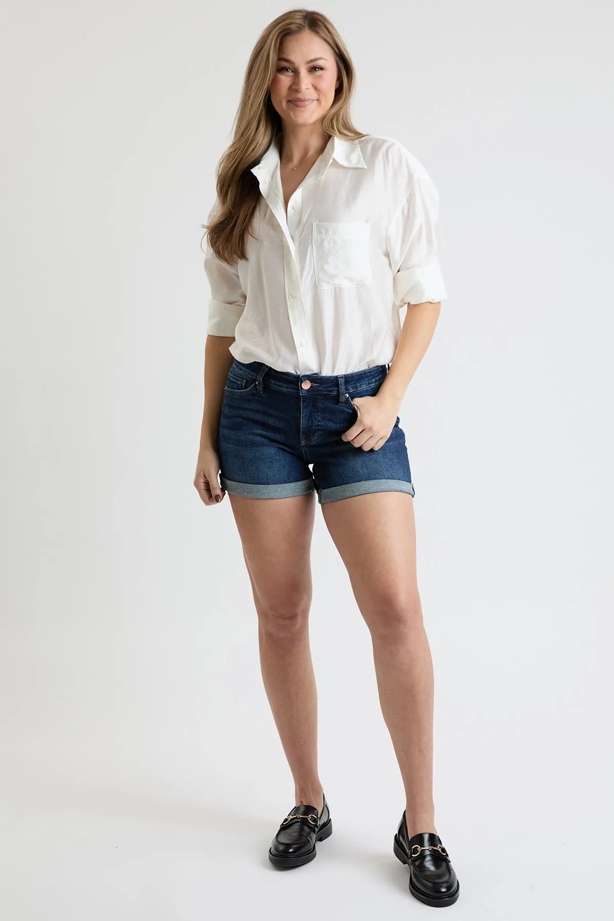 High Rise Premium Stretch Fold-Over Cuff Shorts, Pack of 8