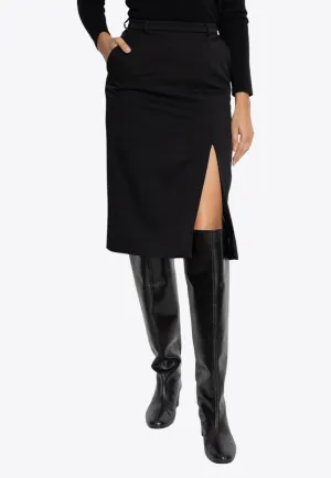 High-Rise Wool Skirt with Slit