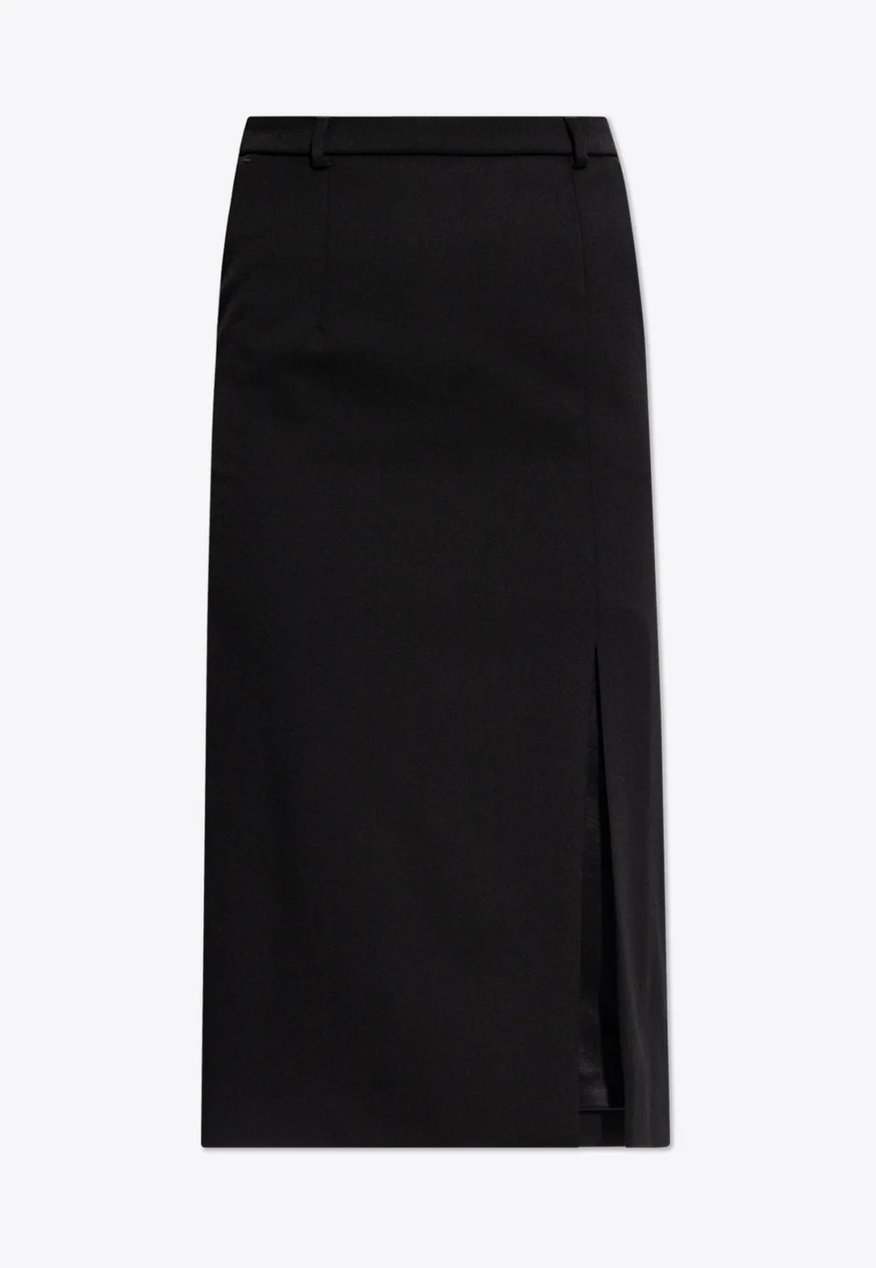 High-Rise Wool Skirt with Slit