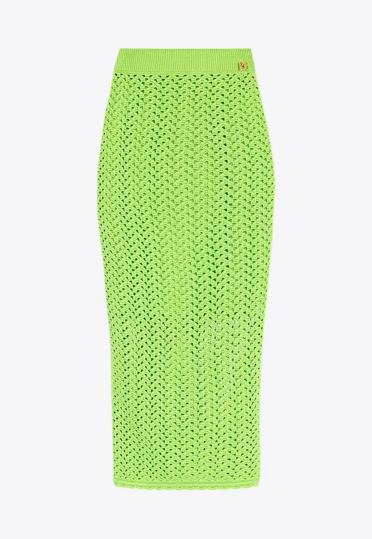 High-Waist Crochet Knit Midi Skirt
