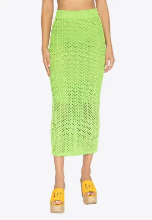 High-Waist Crochet Knit Midi Skirt
