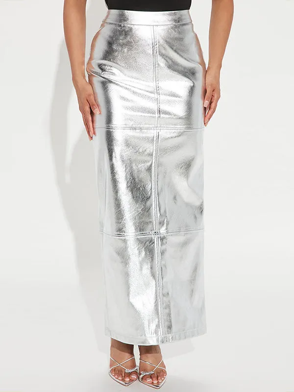 High Waisted H-Line Solid Color Split-Joint Skirts