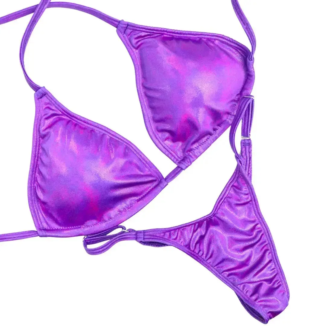 Hologram Purple Fit Model Competition Suit