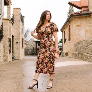 Hot Commodity Floral Print Midi Dress- FINAL SALE