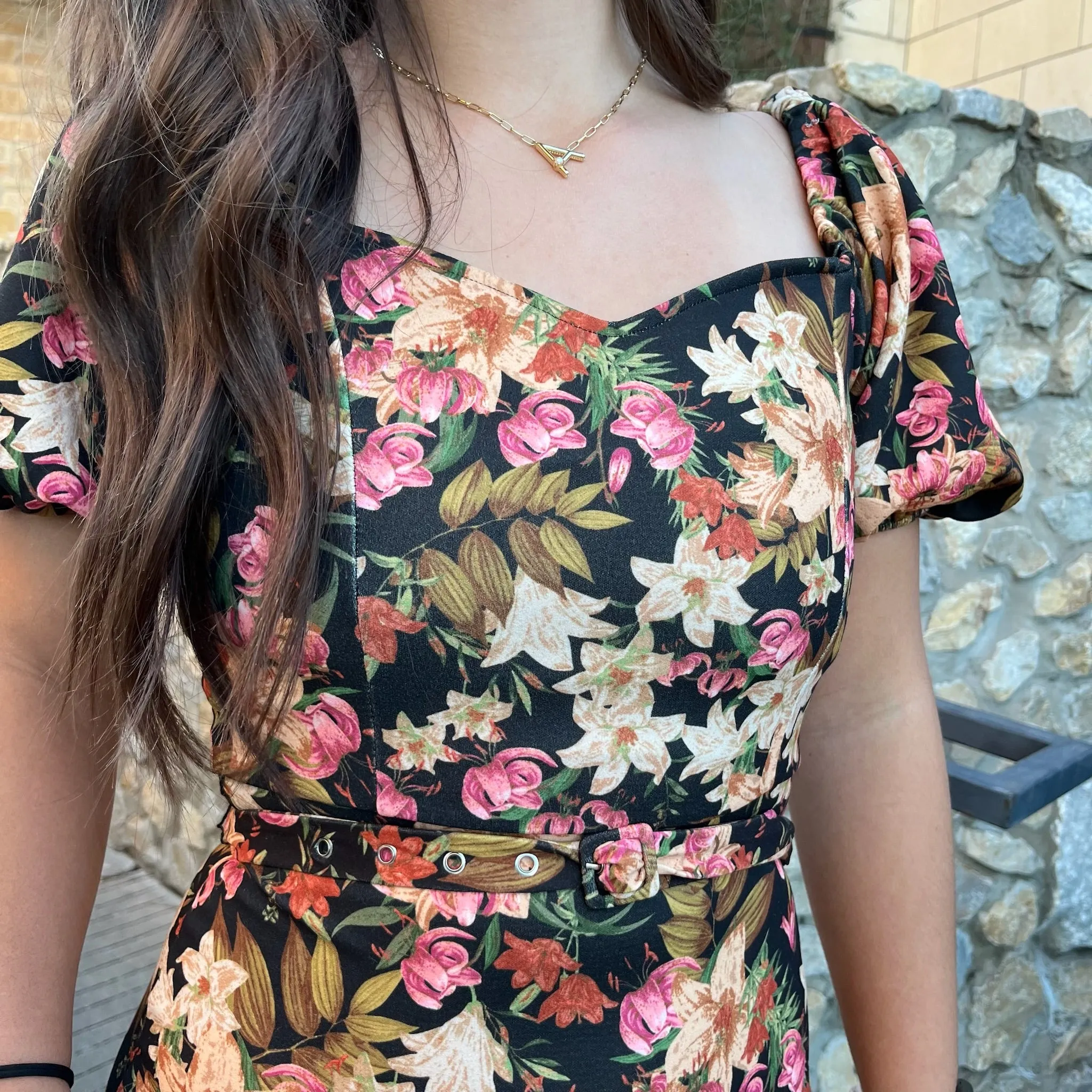 Hot Commodity Floral Print Midi Dress- FINAL SALE