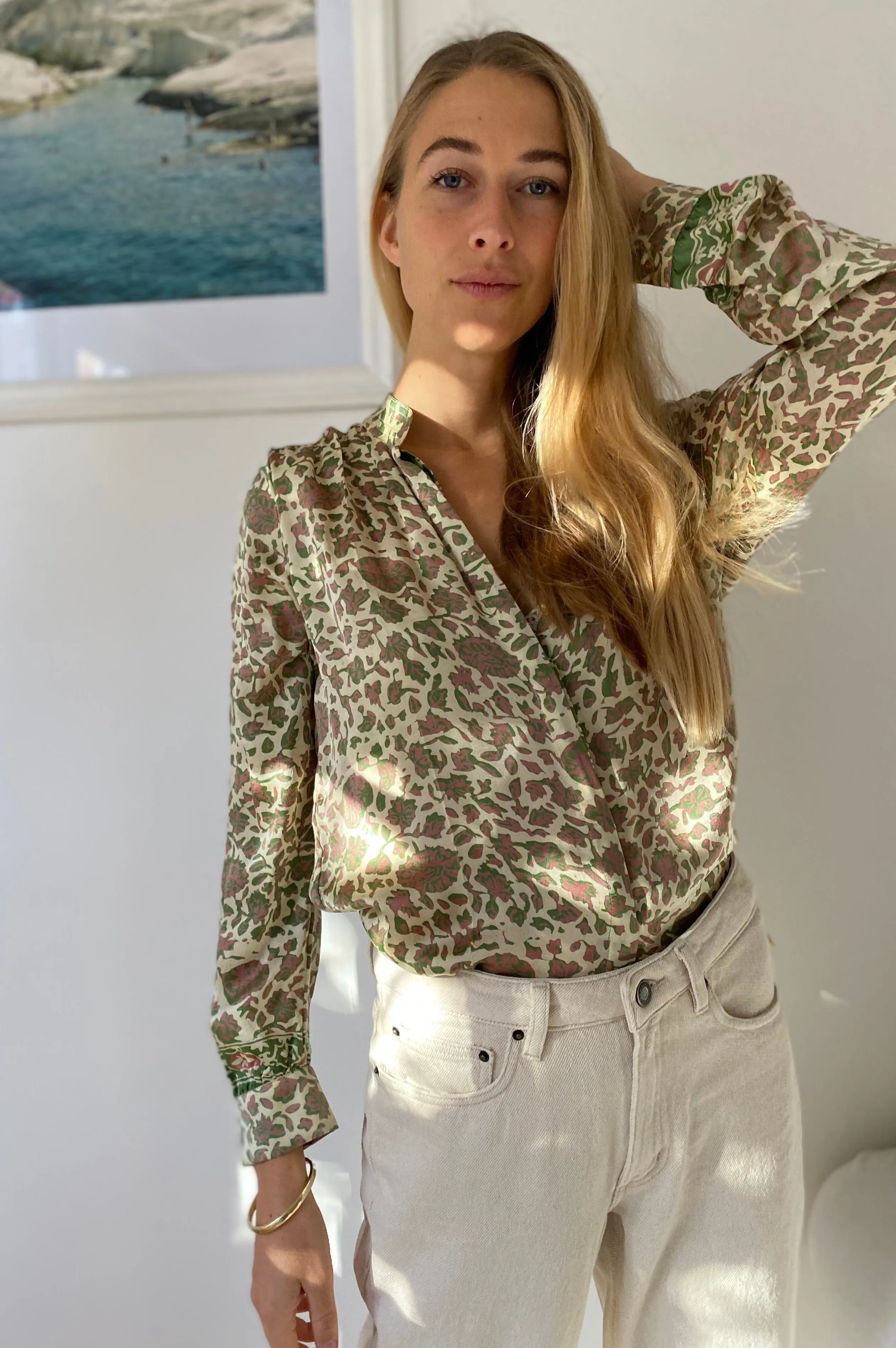 HOTEL The Fleurs Silk Blouse in Pink