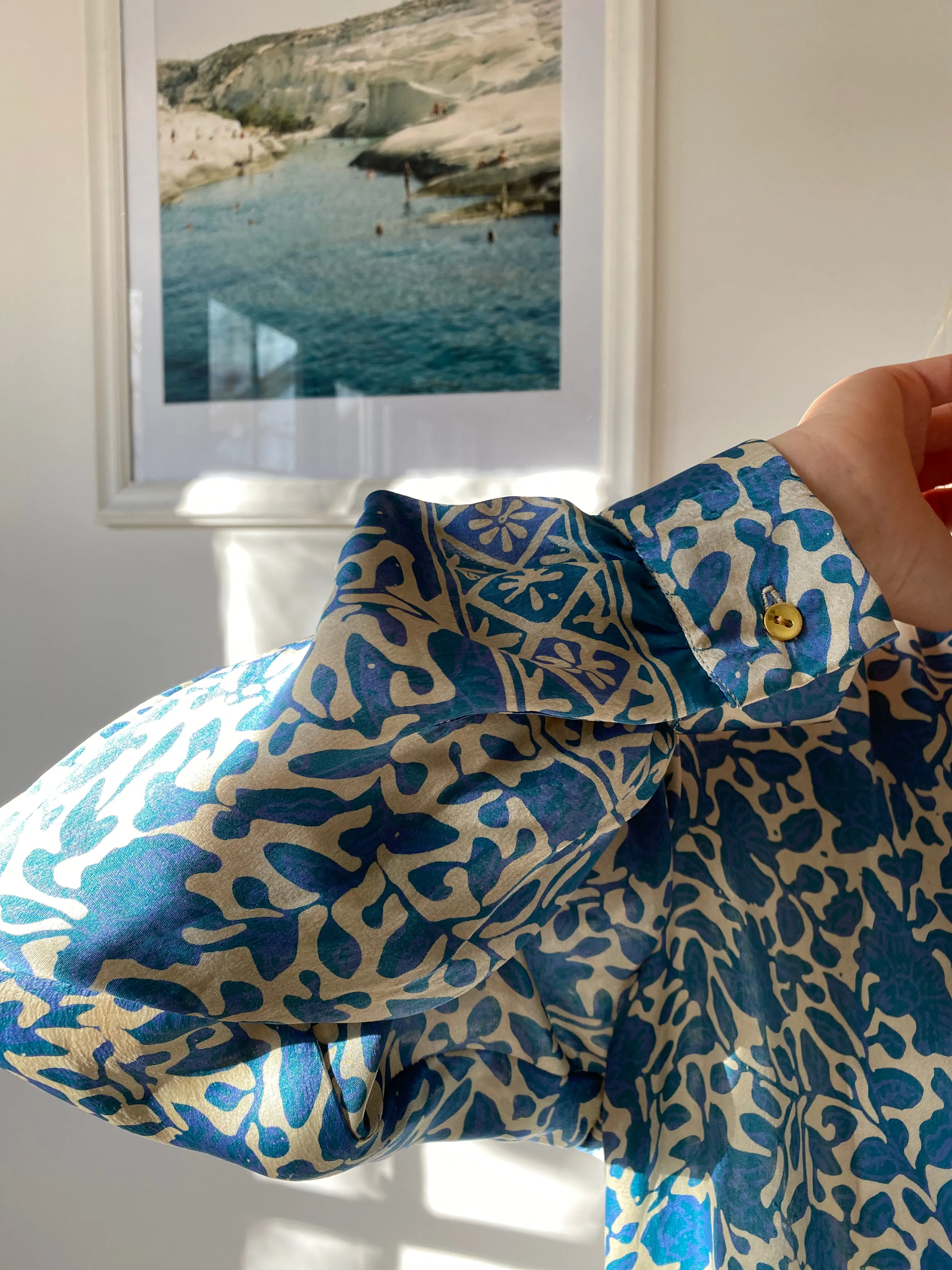 HOTEL The Fleurs Silk Blouse in Sea