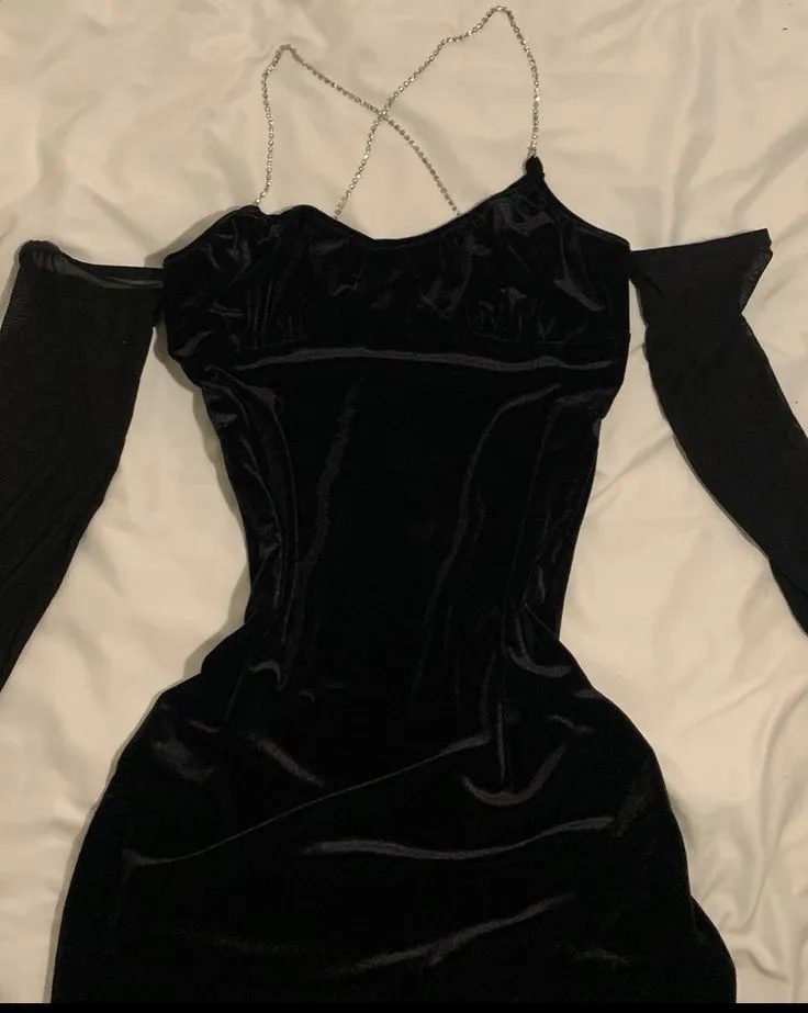 JazzHer Classy Sheath Off The Shoulder Black Velvet Long Party Dress Prom Dresses Evening Dress (PRE-ORDER)