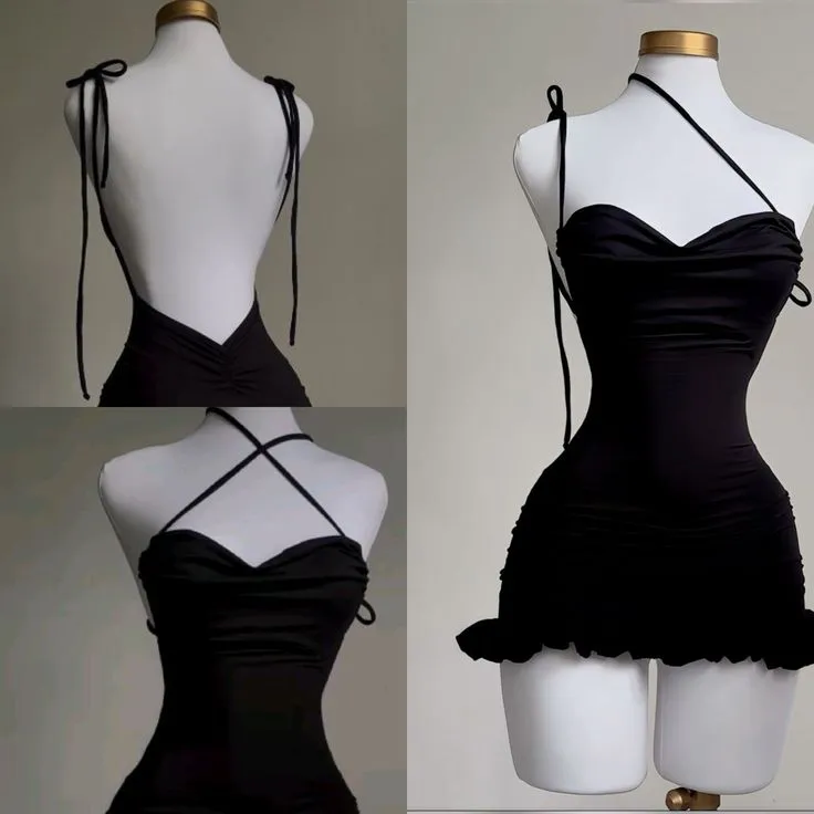 JazzHer Cute Sheath Spaghetti Straps Black Short Homecoming Dresses Little Black Dress (PRE-ORDER)