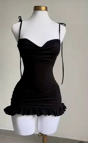 JazzHer Cute Sheath Spaghetti Straps Black Short Homecoming Dresses Little Black Dress (PRE-ORDER)
