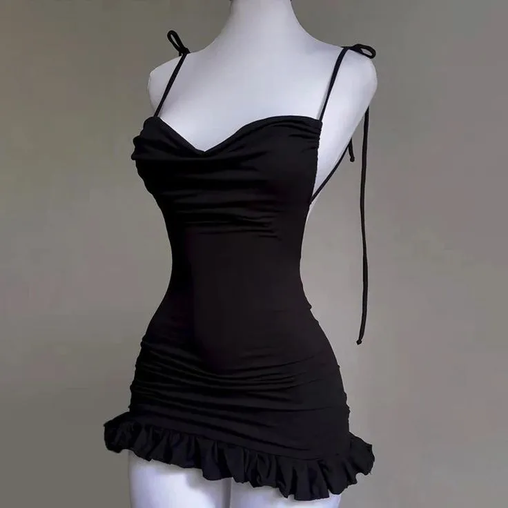 JazzHer Cute Sheath Spaghetti Straps Black Short Homecoming Dresses Little Black Dress (PRE-ORDER)