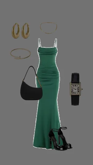 JazzHer Elegant Sheath Spaghetti Straps Green Prom Dresses Long Evening Dress (PRE-ORDER)