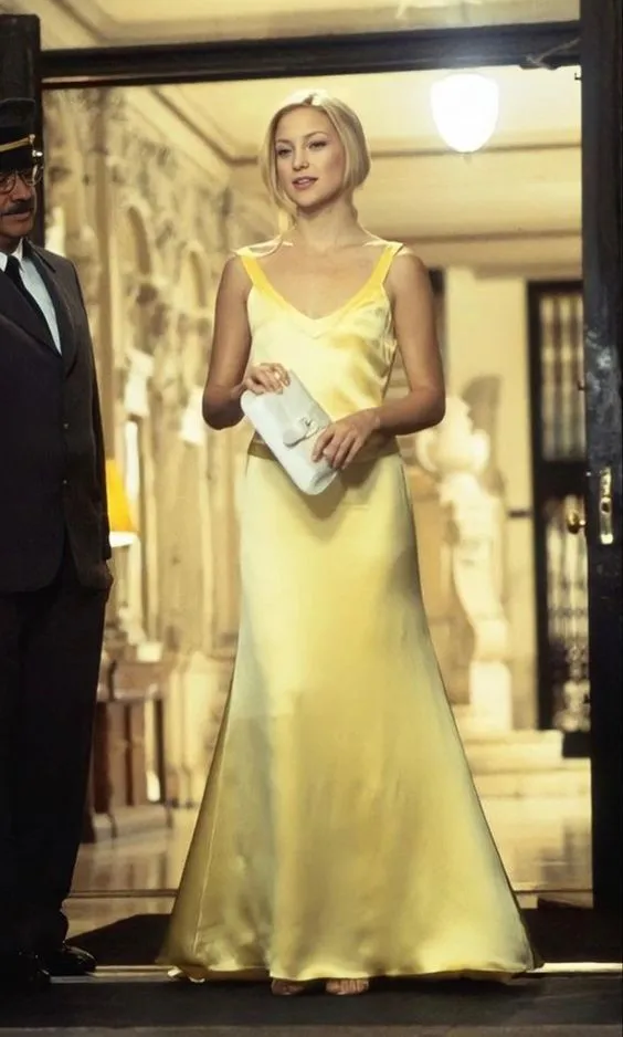 JazzHer Modest Sheath Spaghetti Straps Yellow Satin Long Prom Dresses Evening Dress (PRE-ORDER)