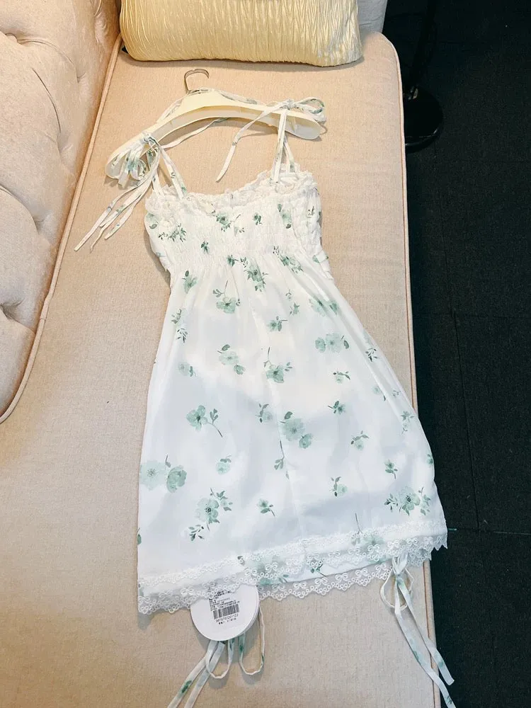 JazzHer Modest Sheath Straps Floral Green Short Homecoming Dresses Satin Birthday Outfits (PRE-ORDER)