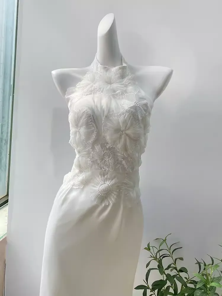 JazzHer Simple Sheath High Neckline Lace Birthday Dress White Homecoming Dresses (PRE-ORDER)