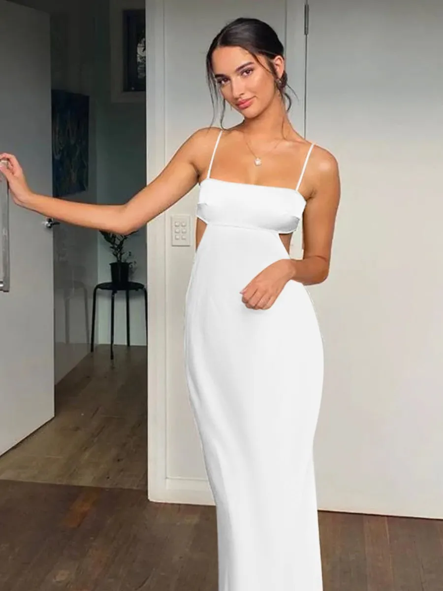 Jelissa | Spaghetti Straps Sheath Aqua Blue Prom Dress Formal Satin Party Dress