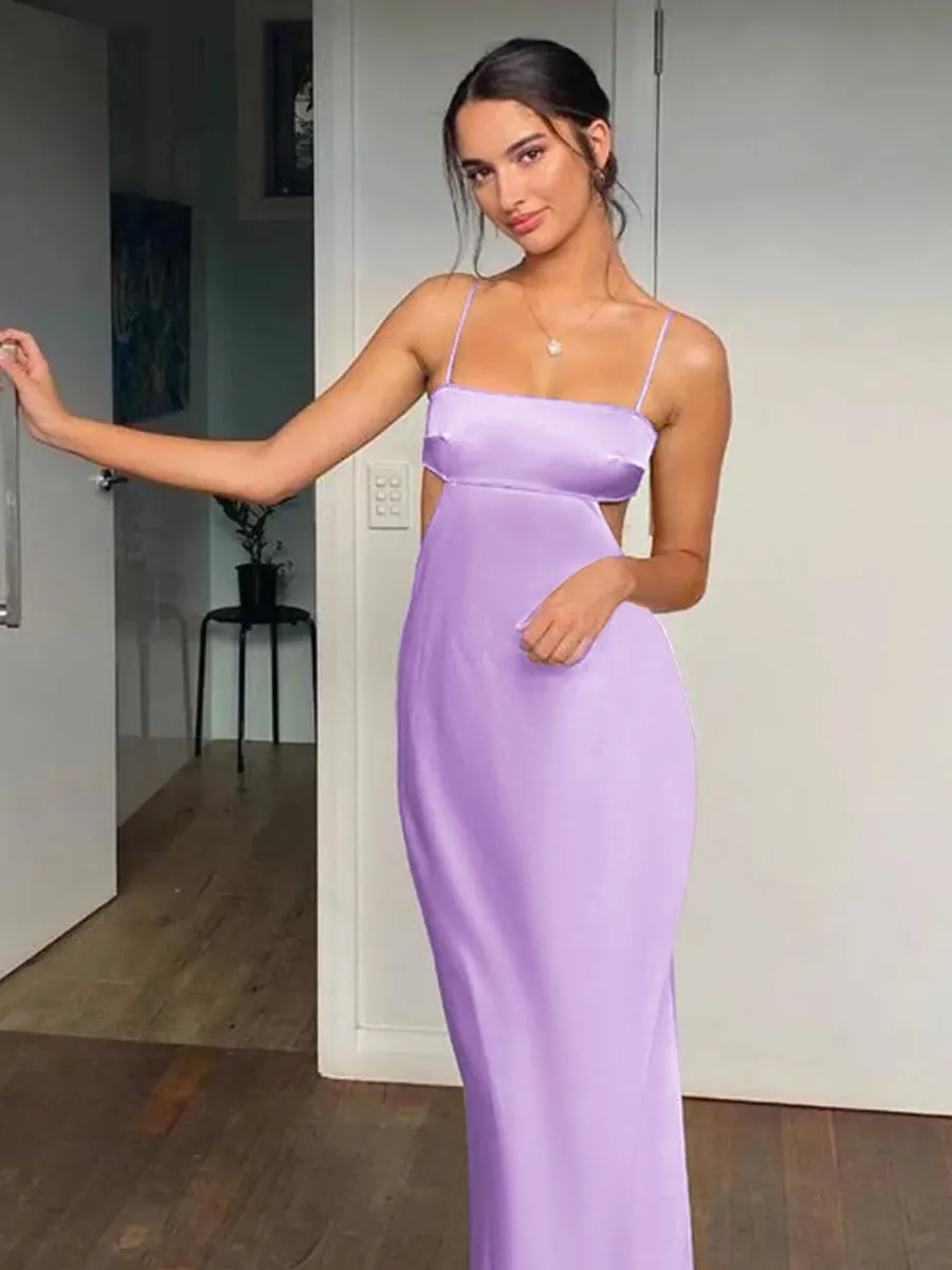 Jelissa | Spaghetti Straps Sheath Aqua Blue Prom Dress Formal Satin Party Dress