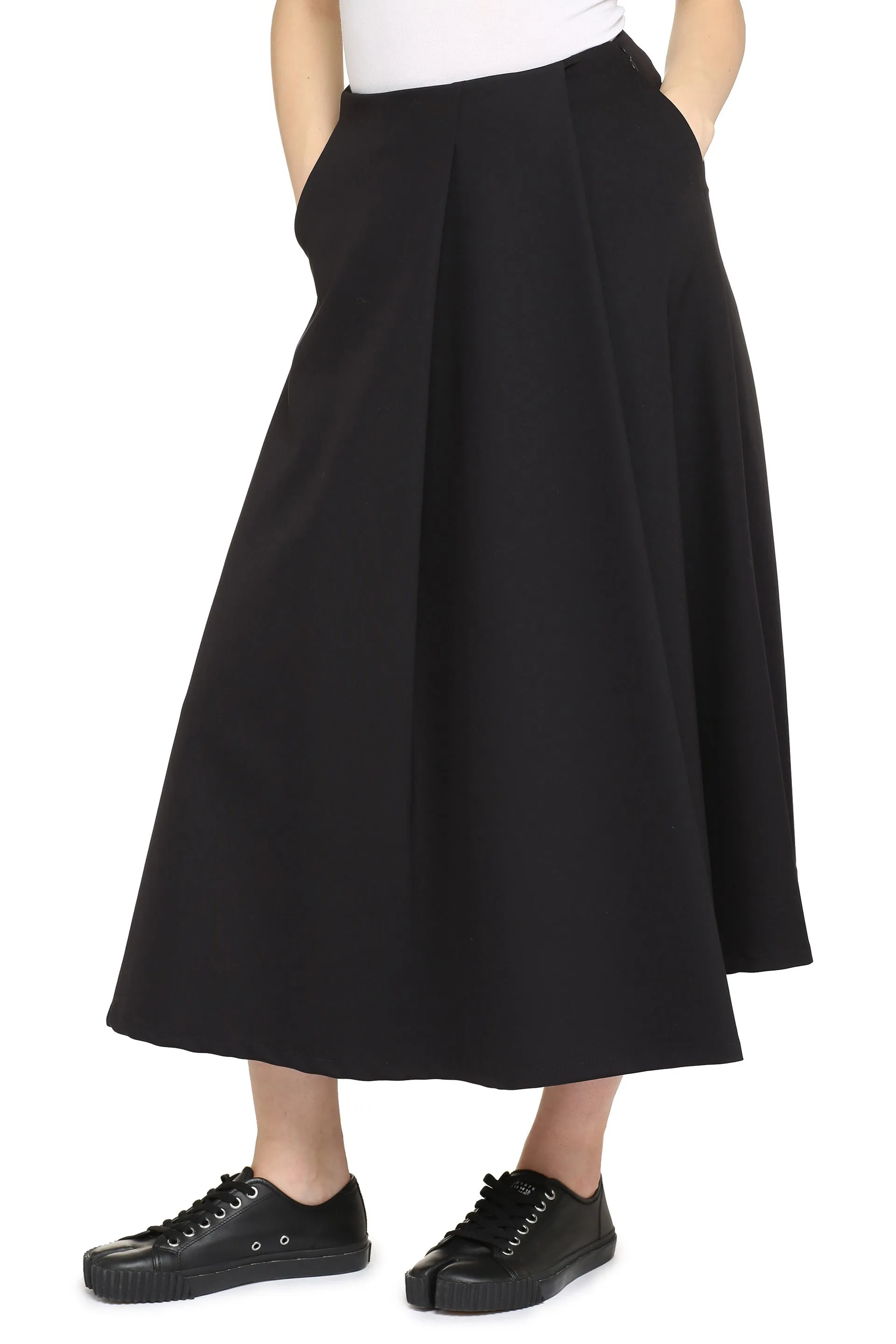Jersey detail a-line skirt