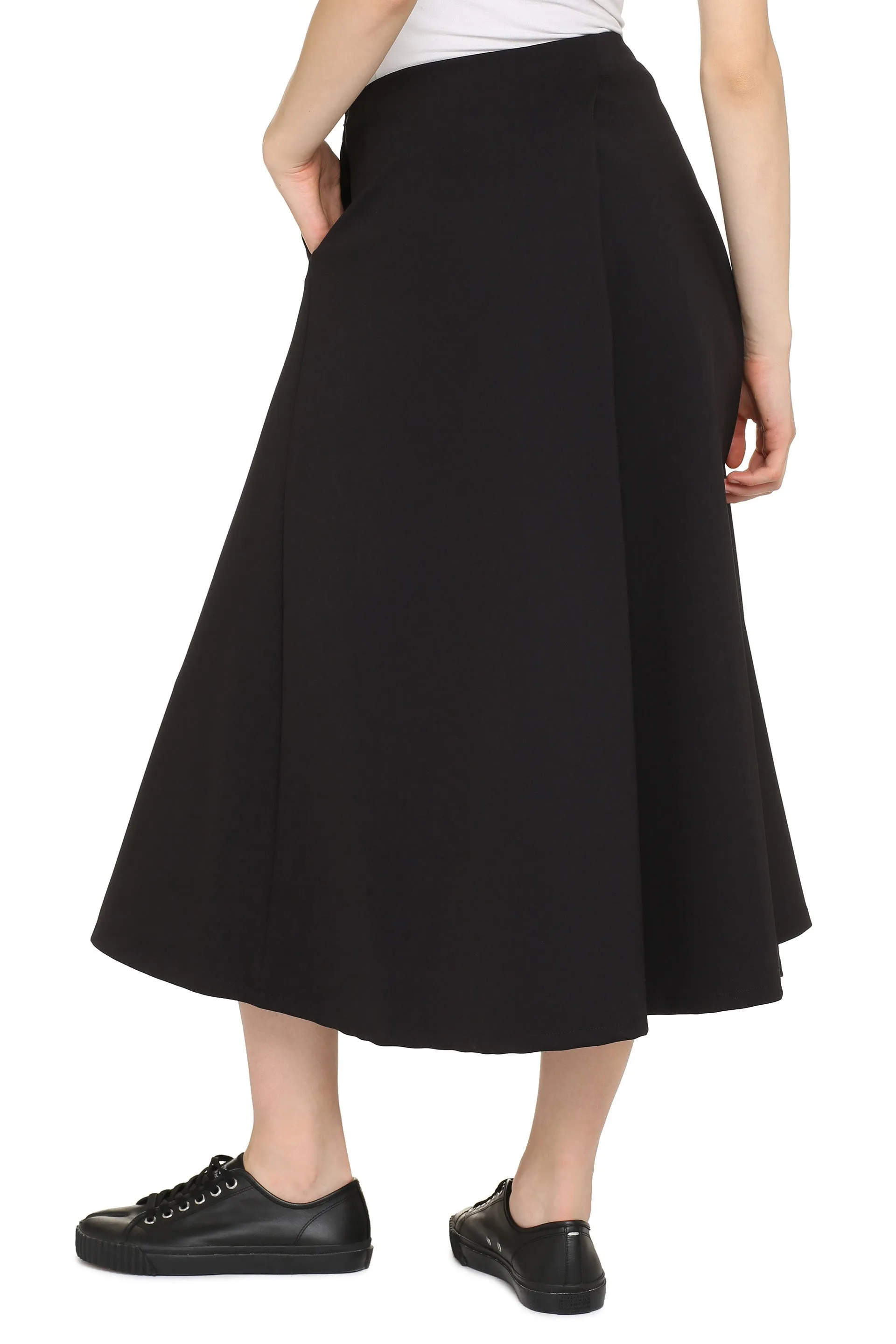 Jersey detail a-line skirt