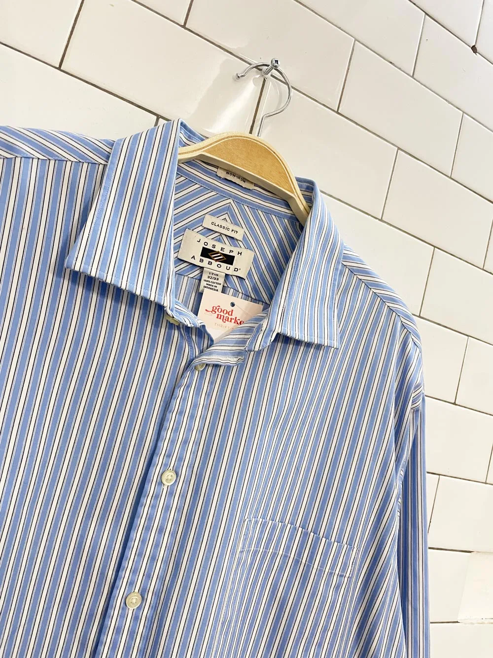 joseph abound blue stripe boyfriend shirt