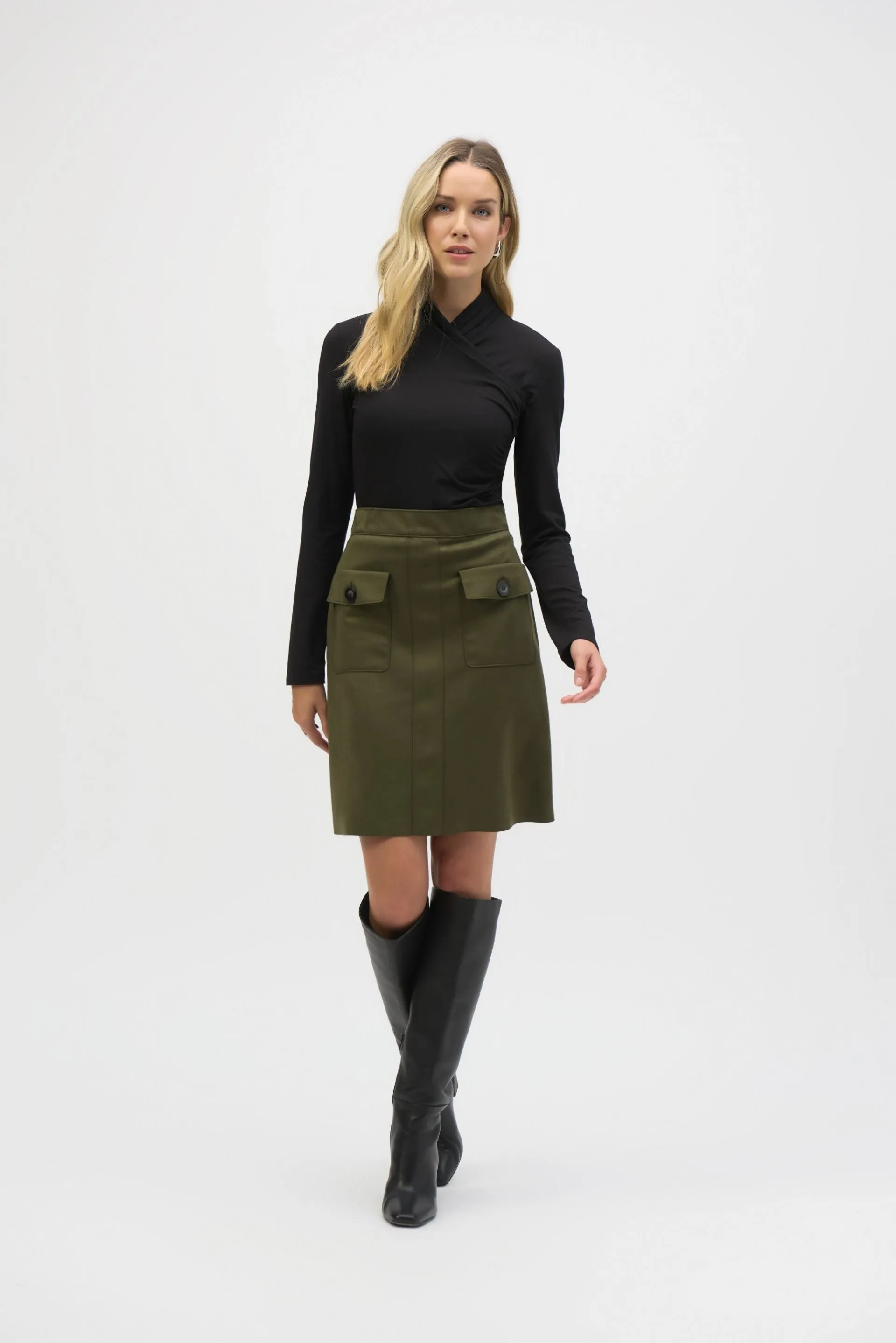 Joseph Ribkoff Faux Suede Pull-On A-Line Skirt 243238