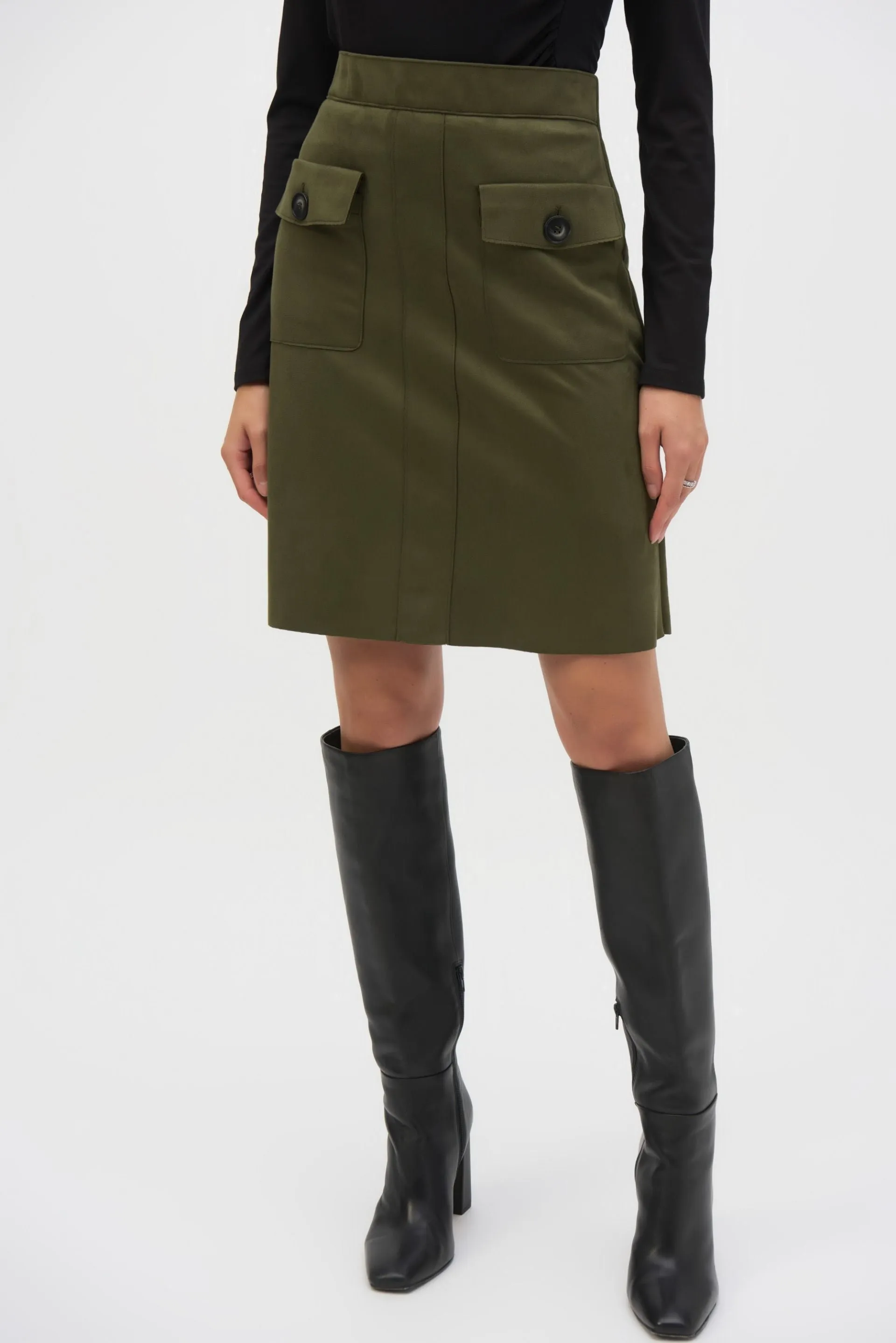 Joseph Ribkoff Faux Suede Pull-On A-Line Skirt 243238