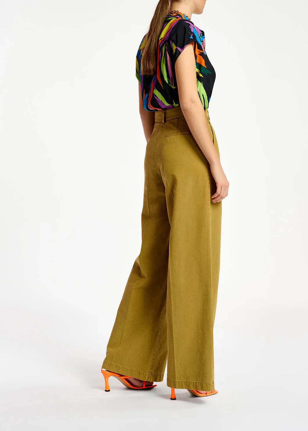 Khaki straight-leg pants
