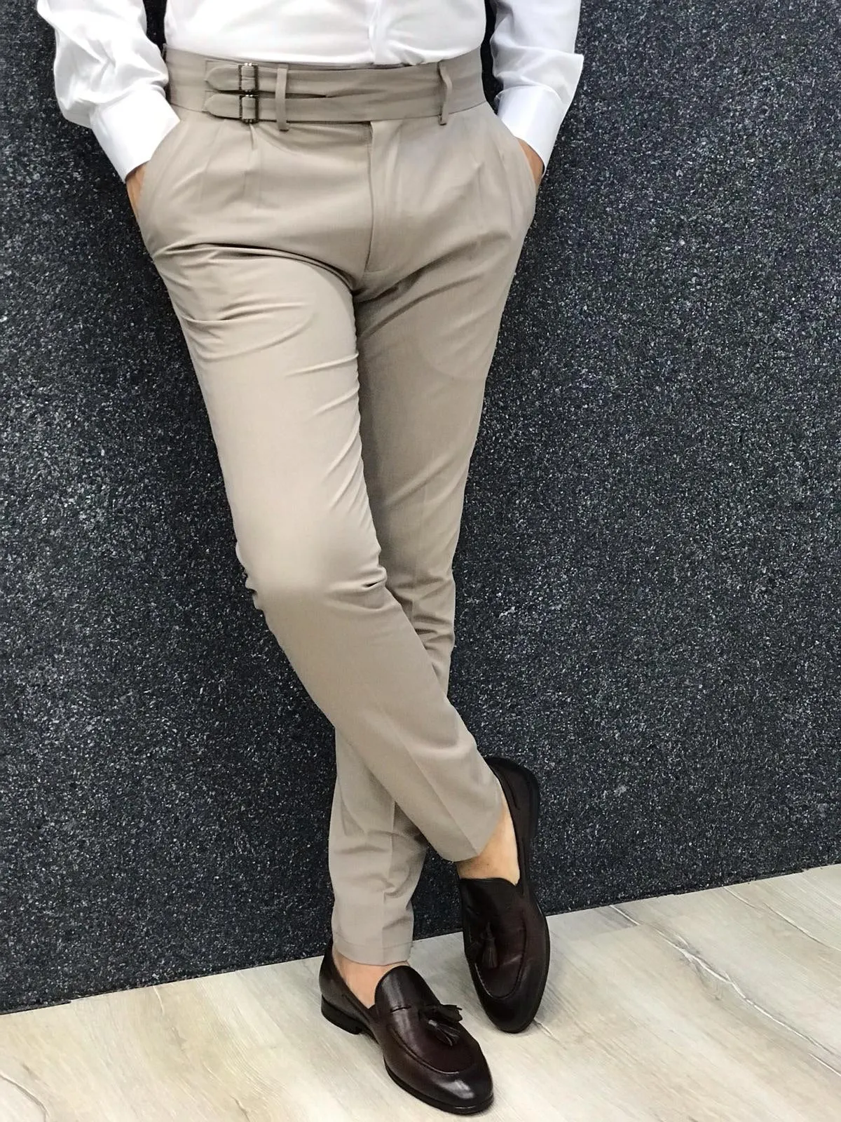 Kingston Cream Corset Belted Pleated Pants for Elegant Versatility