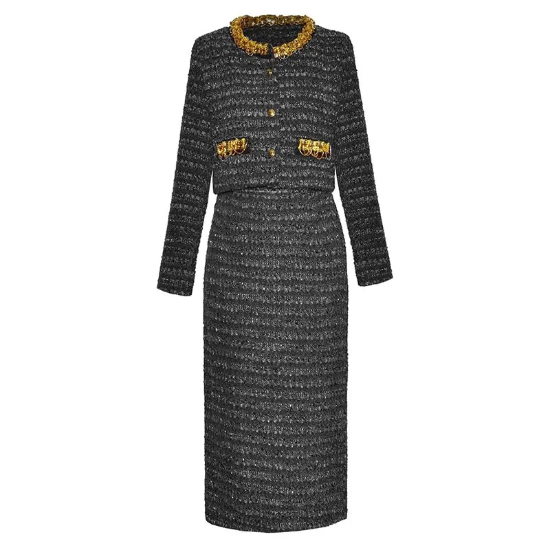 Krystin Striped Tweed Suit