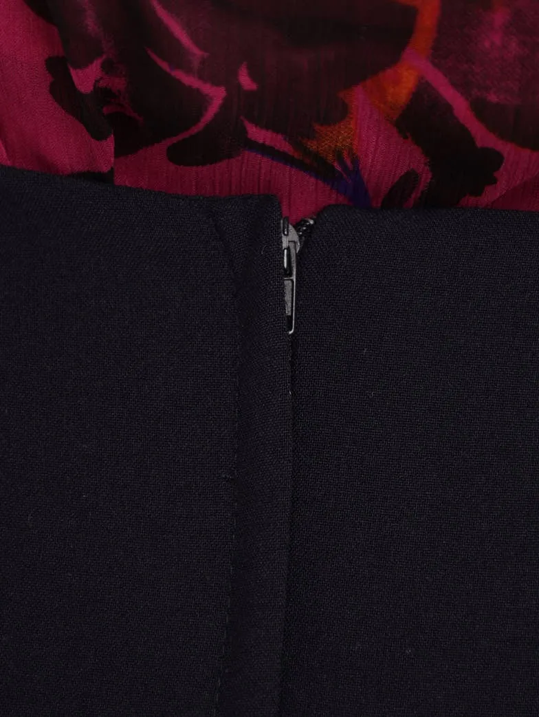 Ladies Curve Panelled Pencil Skirt - Navy