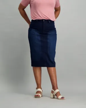 Ladies Dark Wash Denim Pencil Skirt
