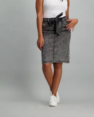 Ladies Grey Acid Wash Pencil Skirt