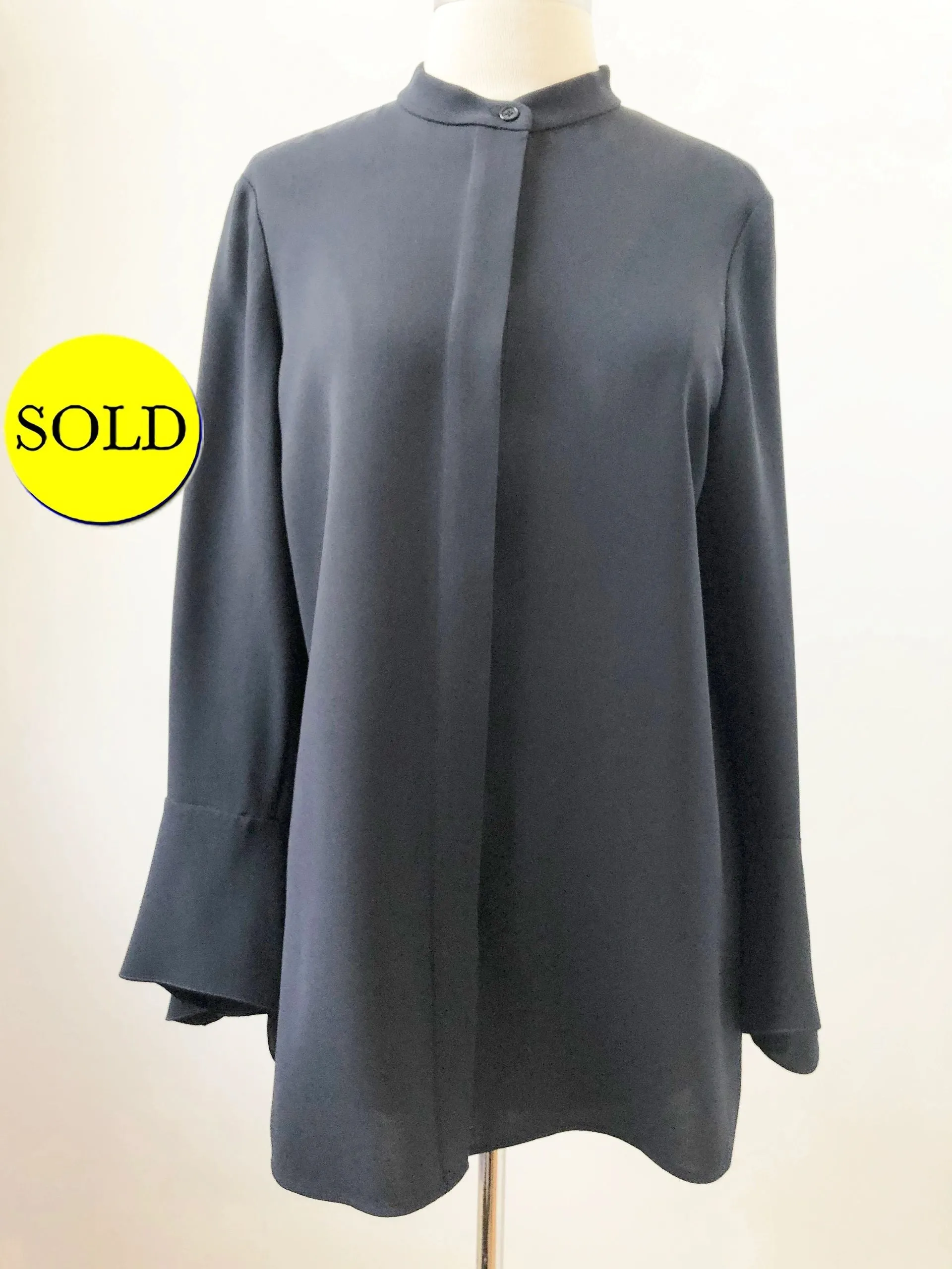 Lafayette 148 Silk Bell Sleeve Blouse Size M