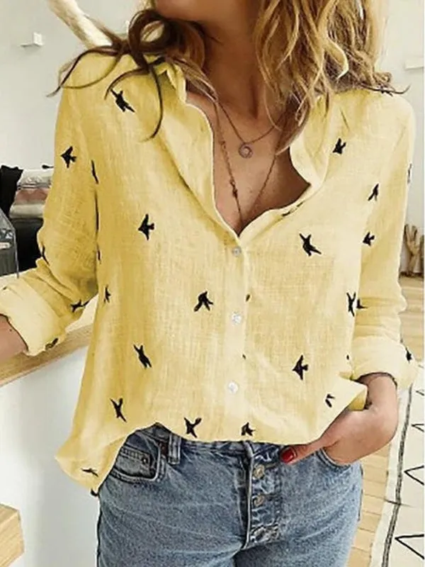 Leisure White Shirts Button Lapel Cardigan Blouses