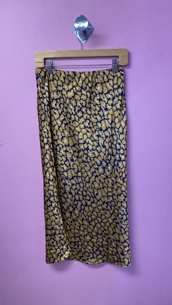 Leopard Aline Satin Midi Skirt