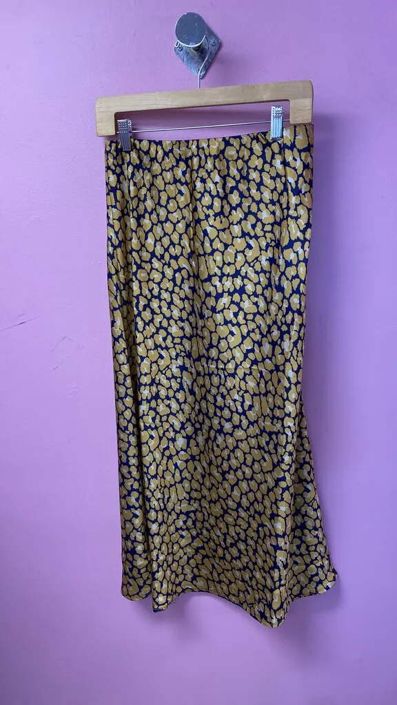 Leopard Aline Satin Midi Skirt