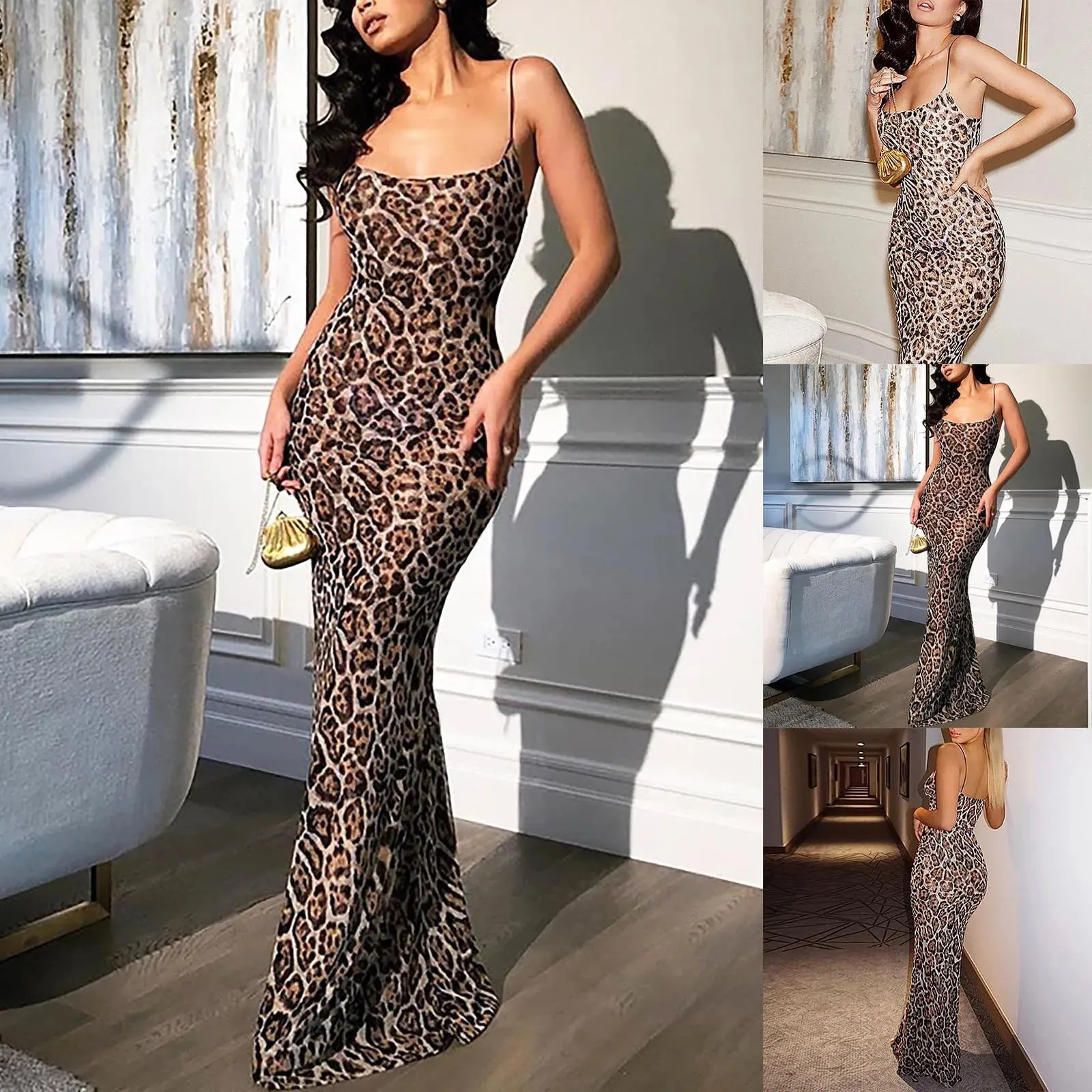 Leopard Print Long Bodycon Dress