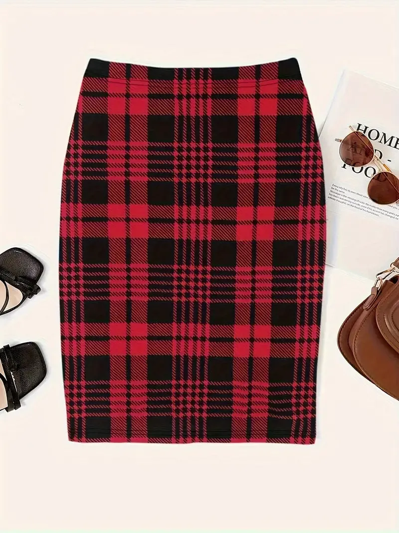 Lexi Spring Slim Plaid Skirt