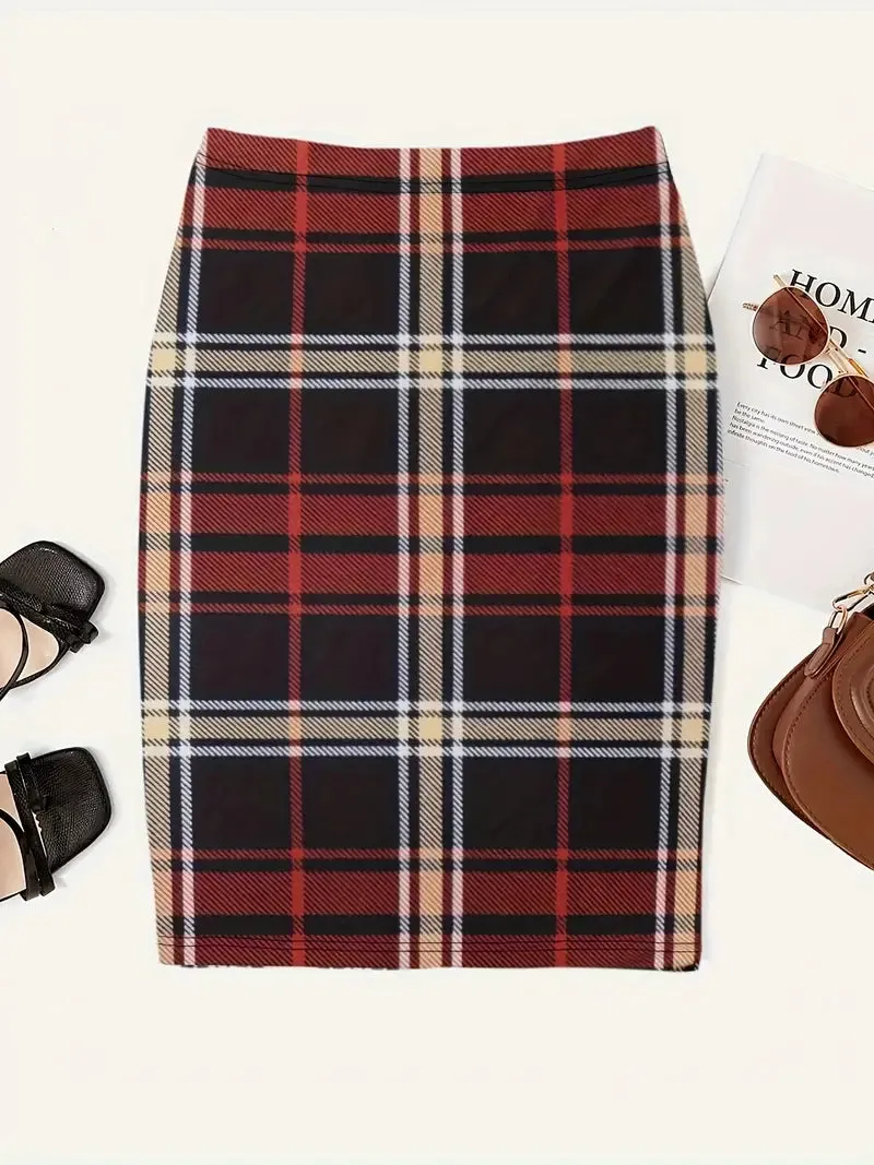Lexi Spring Slim Plaid Skirt