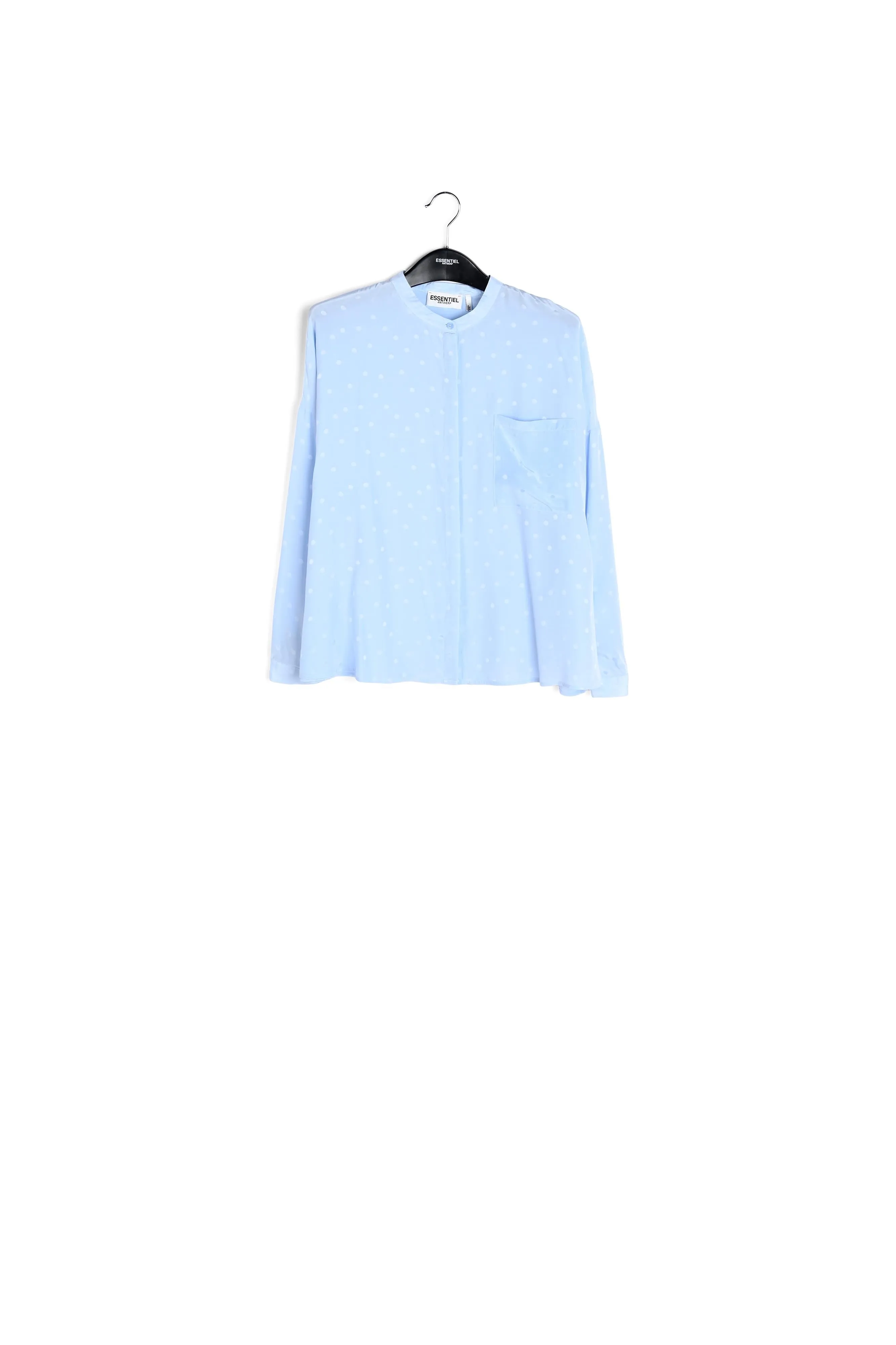Light blue polka dot silk buttoned blouse