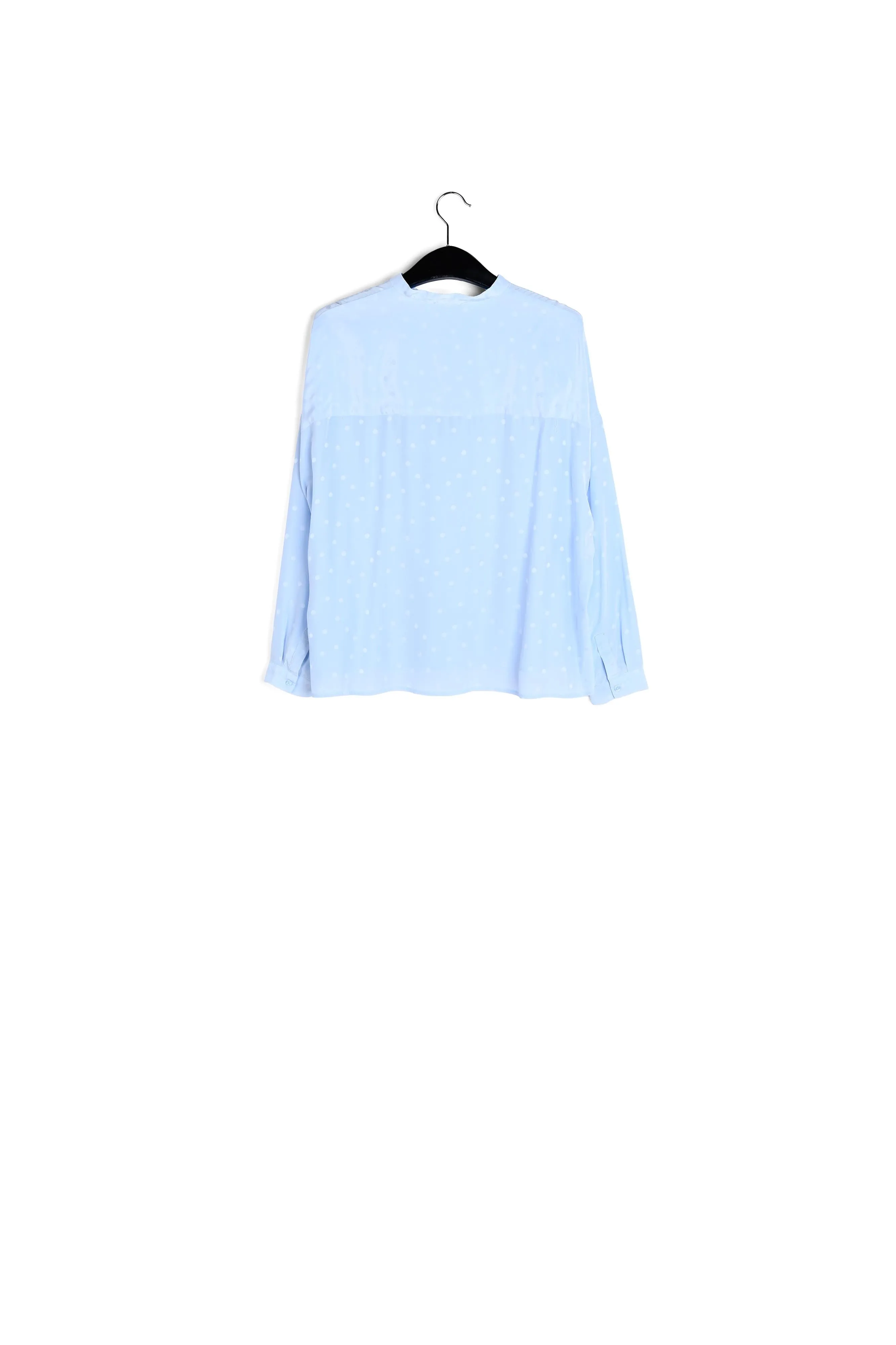 Light blue polka dot silk buttoned blouse