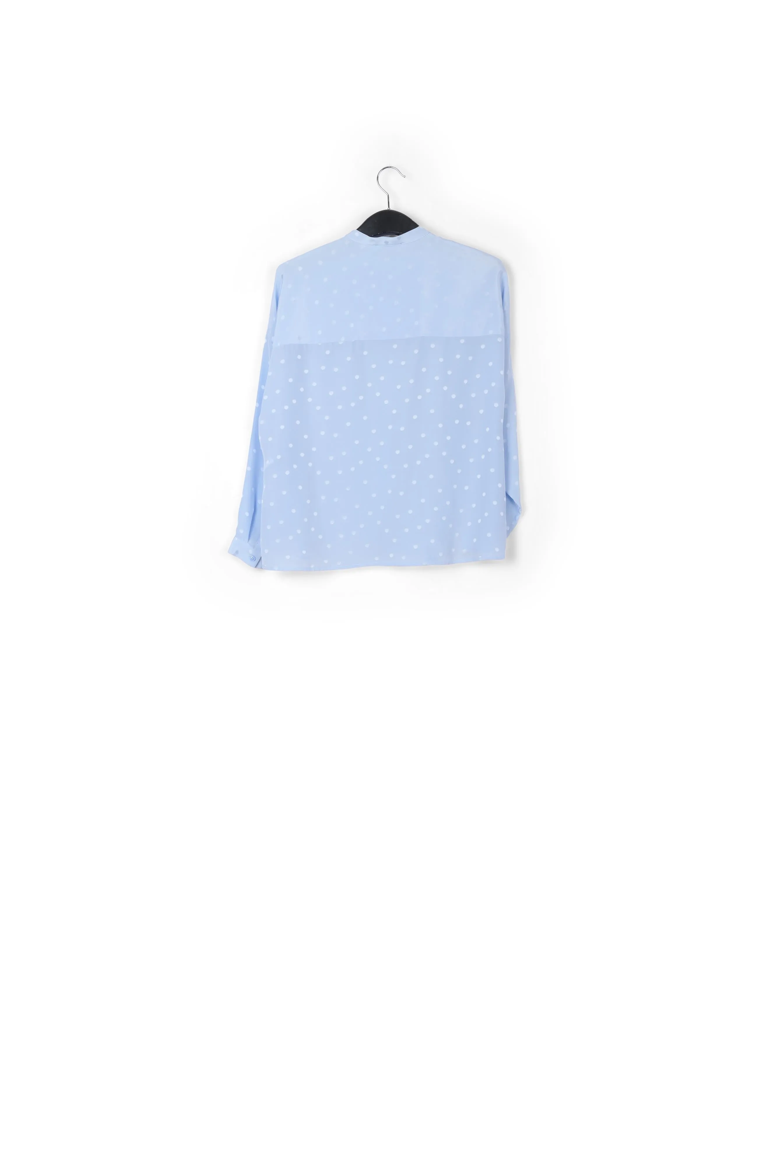 Light blue polka dot silk buttoned blouse