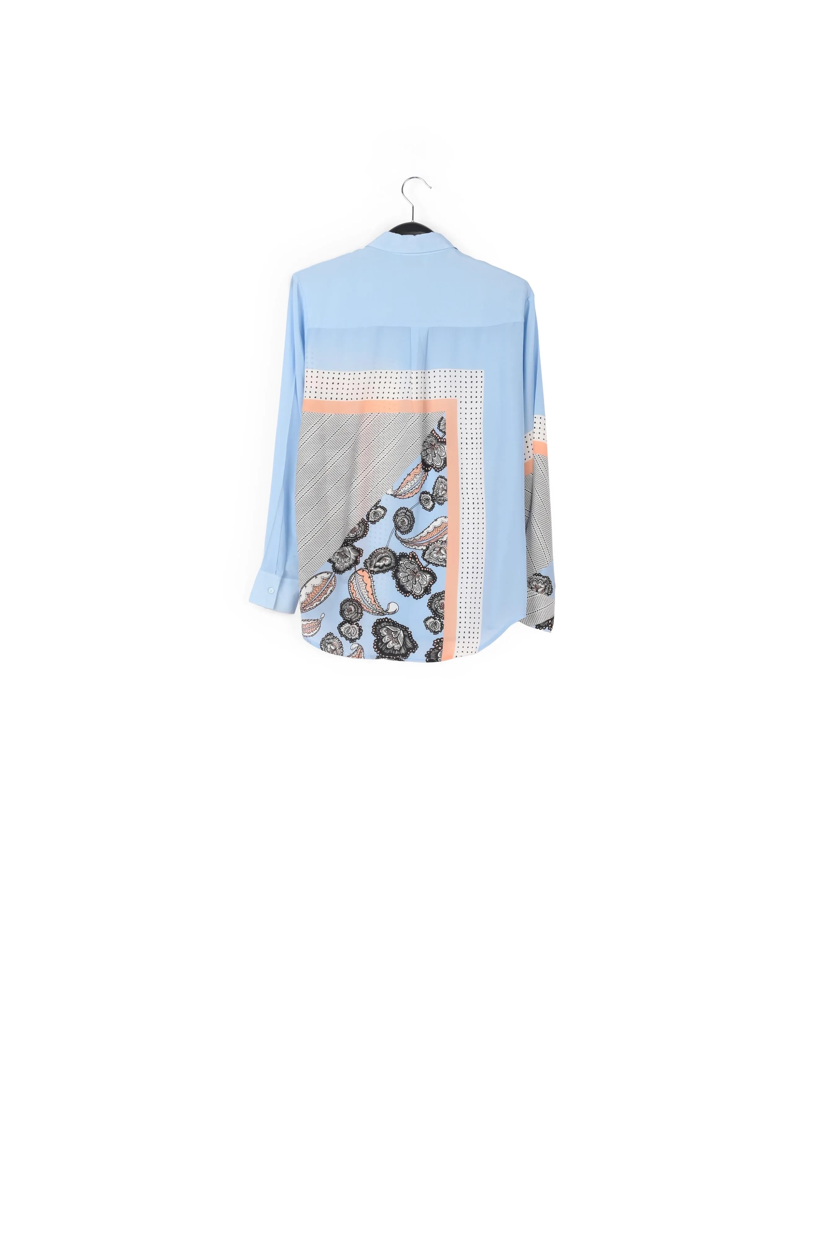 Light blue silk patchwork shirt