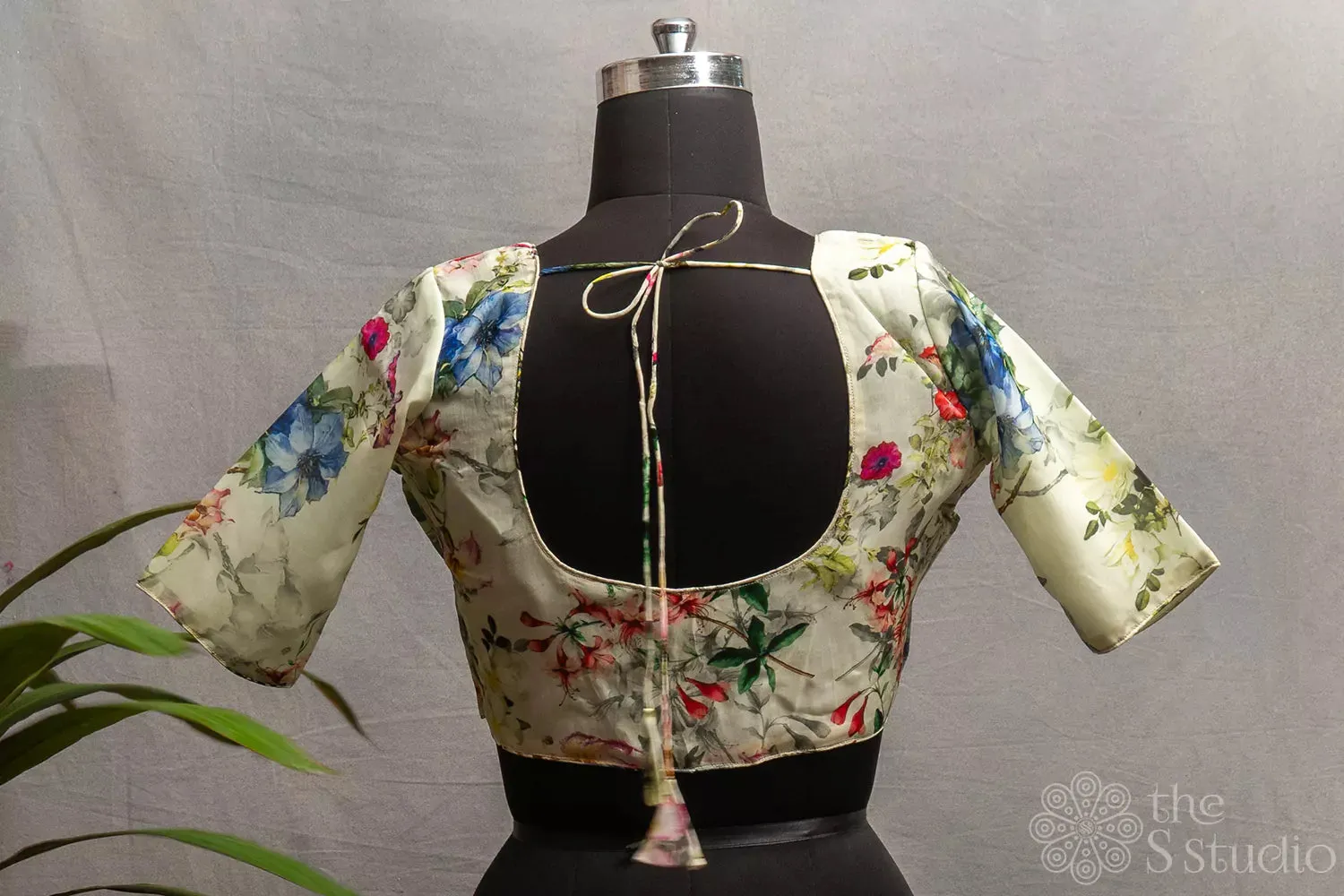 Light green semi-silk readymade blouse
