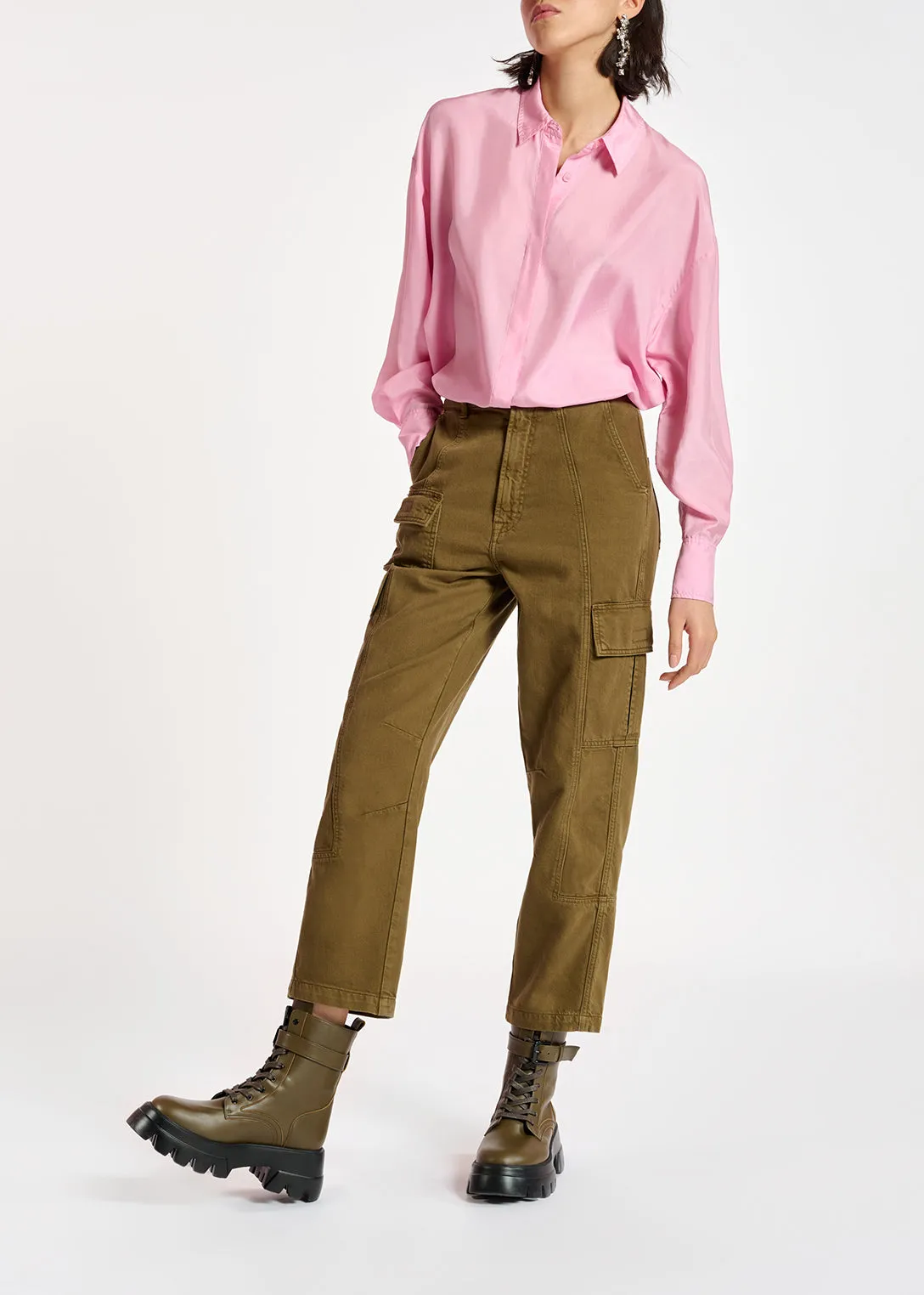 Light pink relaxed-fit silk shirt