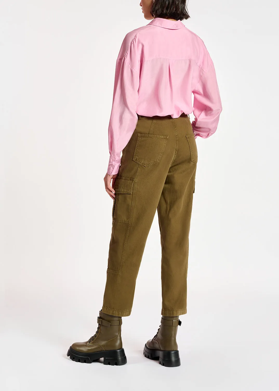 Light pink relaxed-fit silk shirt