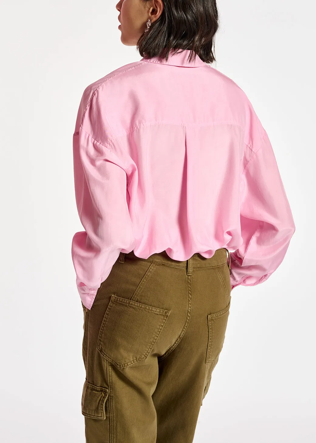 Light pink relaxed-fit silk shirt
