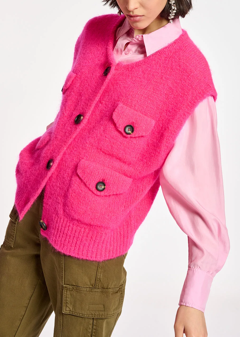 Light pink relaxed-fit silk shirt