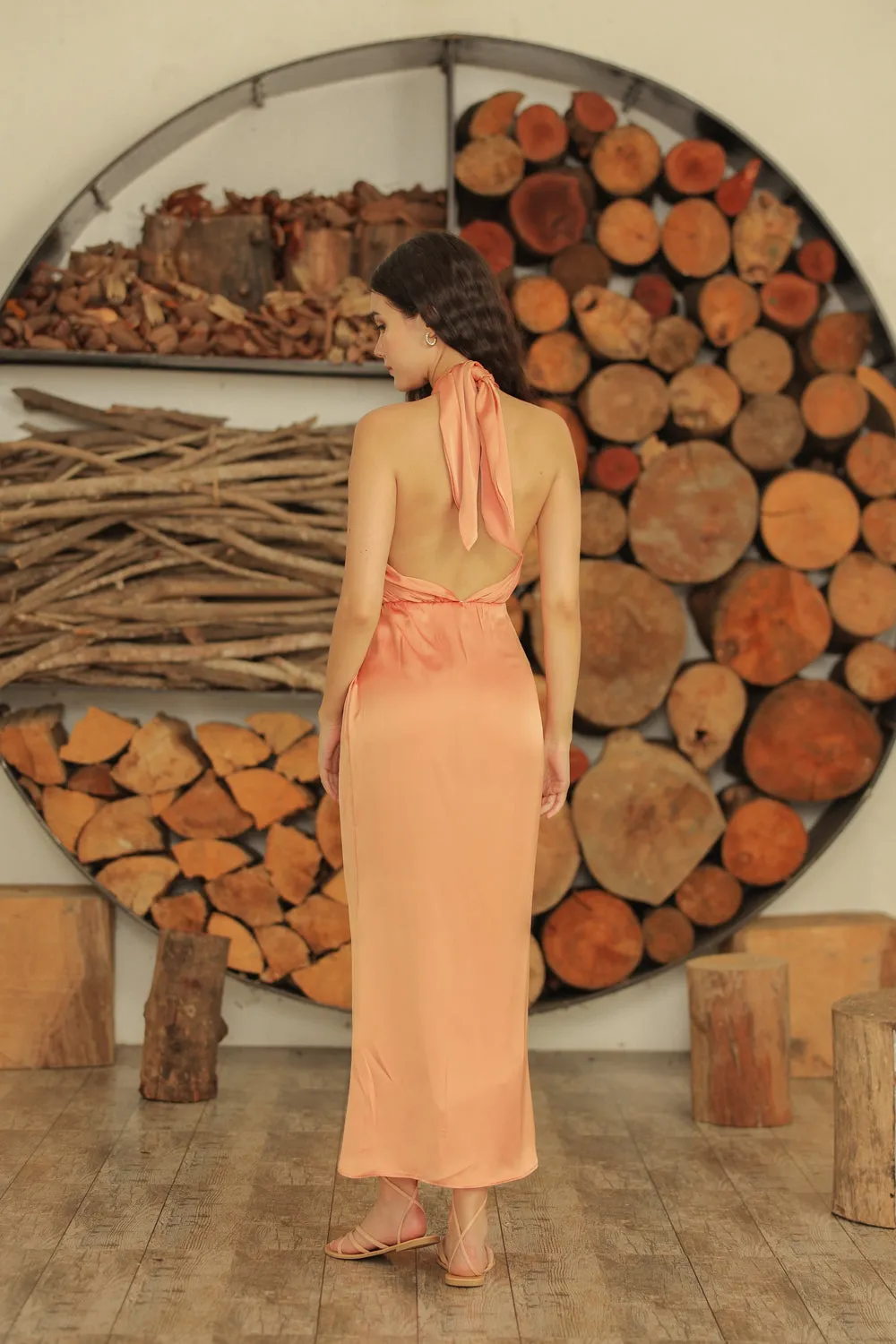 LUCILLE Wrap Around Multiway Midi Dress (Copper SC Silk)